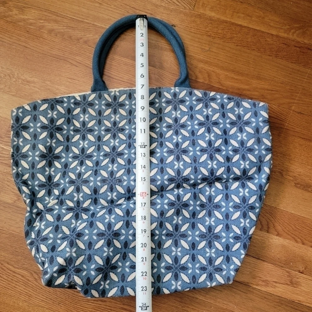 Large Handled Tote Printed Burlap Bag